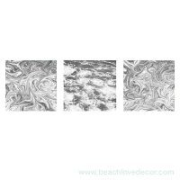 Modern Fine Art Abstract Triptych Black and White Ocean water, Square format