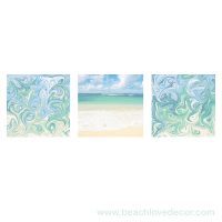 Modern Fine Art Abstract Triptych Pastel Kauai Beach, Hawaii, Square format