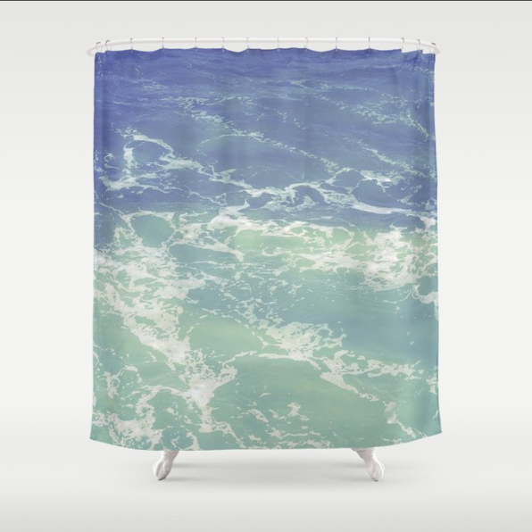 Pastel Turquoise And Blue Sea Shower Curtain Ocean Bathroom Decor Tropical Coastal Scandinavian Style 71 74 Inches Beachlovedecor Com Beach Themed Home Decor