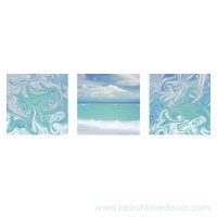 Modern Fine Art Abstract Triptych Pastel Miami beach, Square format, Scandinavian Style