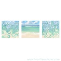 Modern Fine Art Abstract Triptych Pastel Miami Ocean, Square format