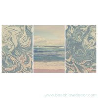 Life's A Beach, Modern Fine Art Abstract Triptych, retro colors, rectangular format