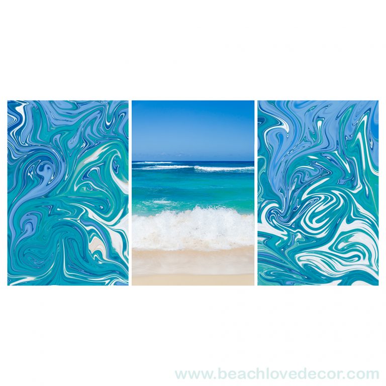 Ocean escape, Modern Fine Art Abstract Triptych