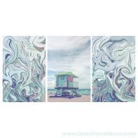 Caretaker of Miami Beach, Modern Fine Art Abstract Triptych, rectangular format, Scandinavian Style