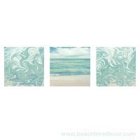 Modern Fine Art Abstract Triptych Pastel Hawaiian ocean-2, Square format