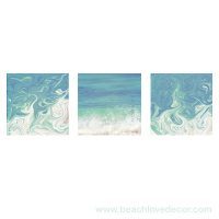 Modern Fine Art Abstract Triptych Pastel sea wave, Square format