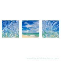 Modern Fine Art Abstract Triptych Florida Beach, Square format