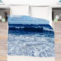Dark blue coastal Duvet Cover, ocean duvet, coastal bedding, tropical beach house decor, 4 sizes