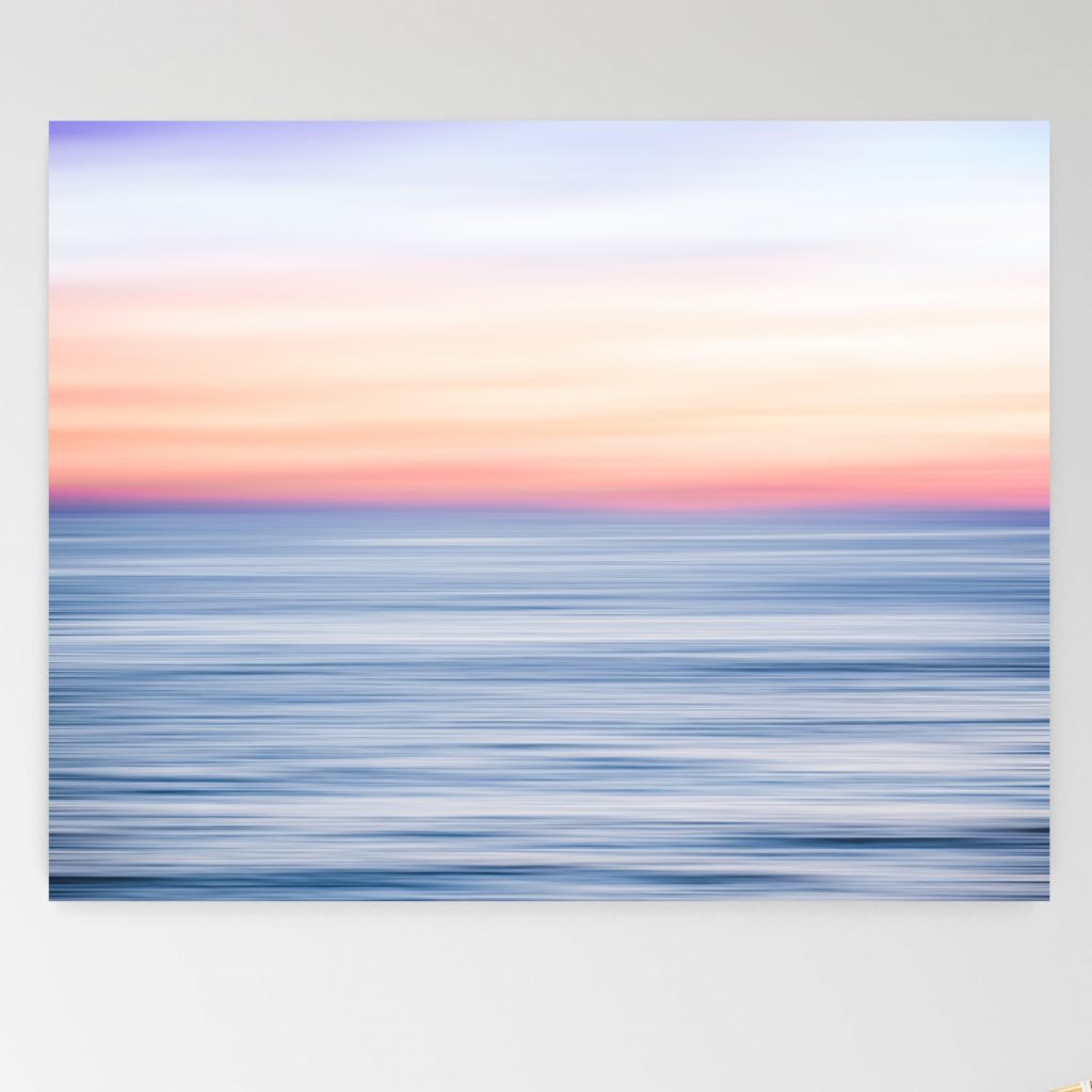 Abstract Ocean Sunset, Coastal Horizontal Print, Beach House Decor 