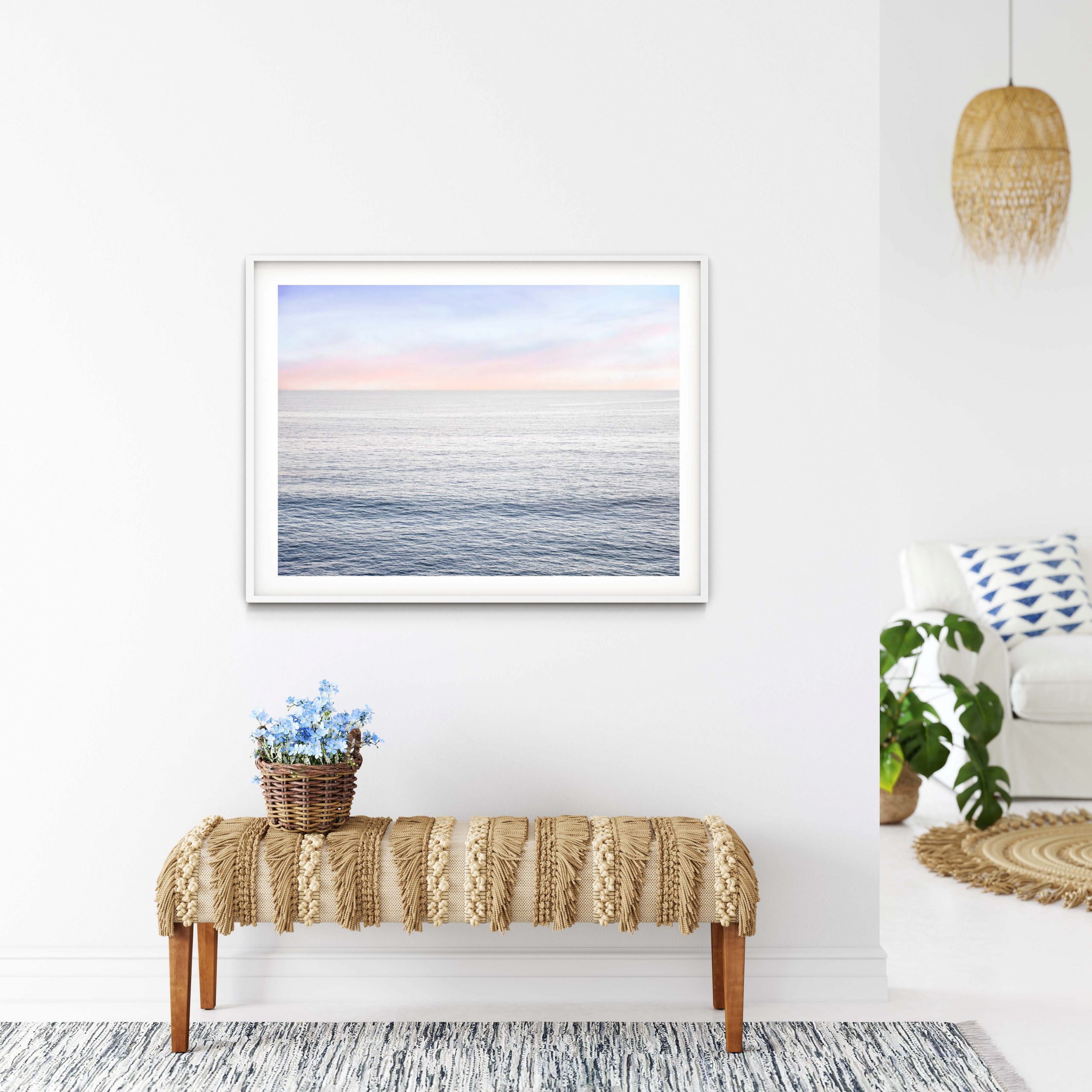 Ocean Sunset, Coastal Horizontal Print, beach house decor, soft and ...