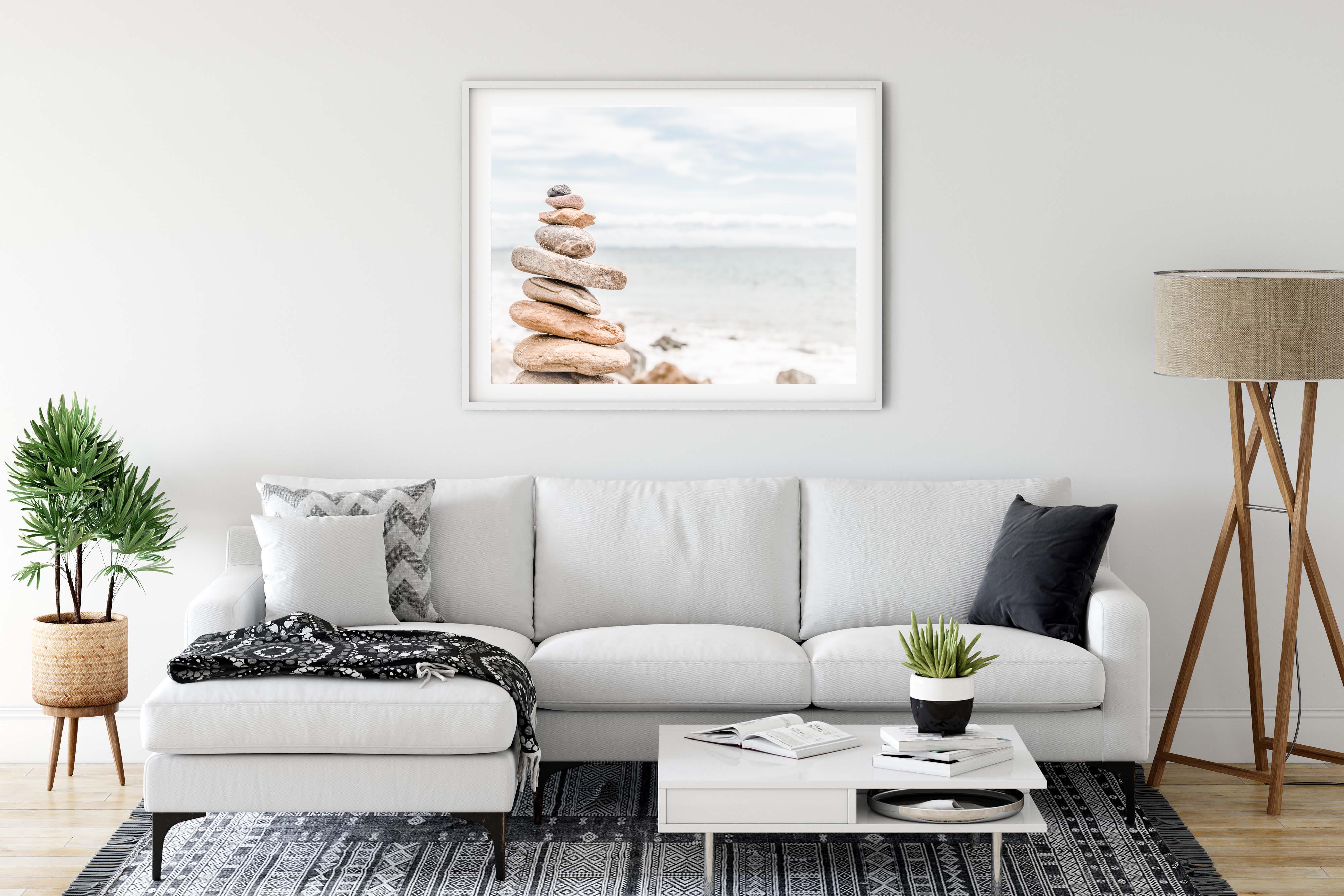 Stacked Stone on the beach print, Zen Stones, Balanced Rocks, Coastal ...