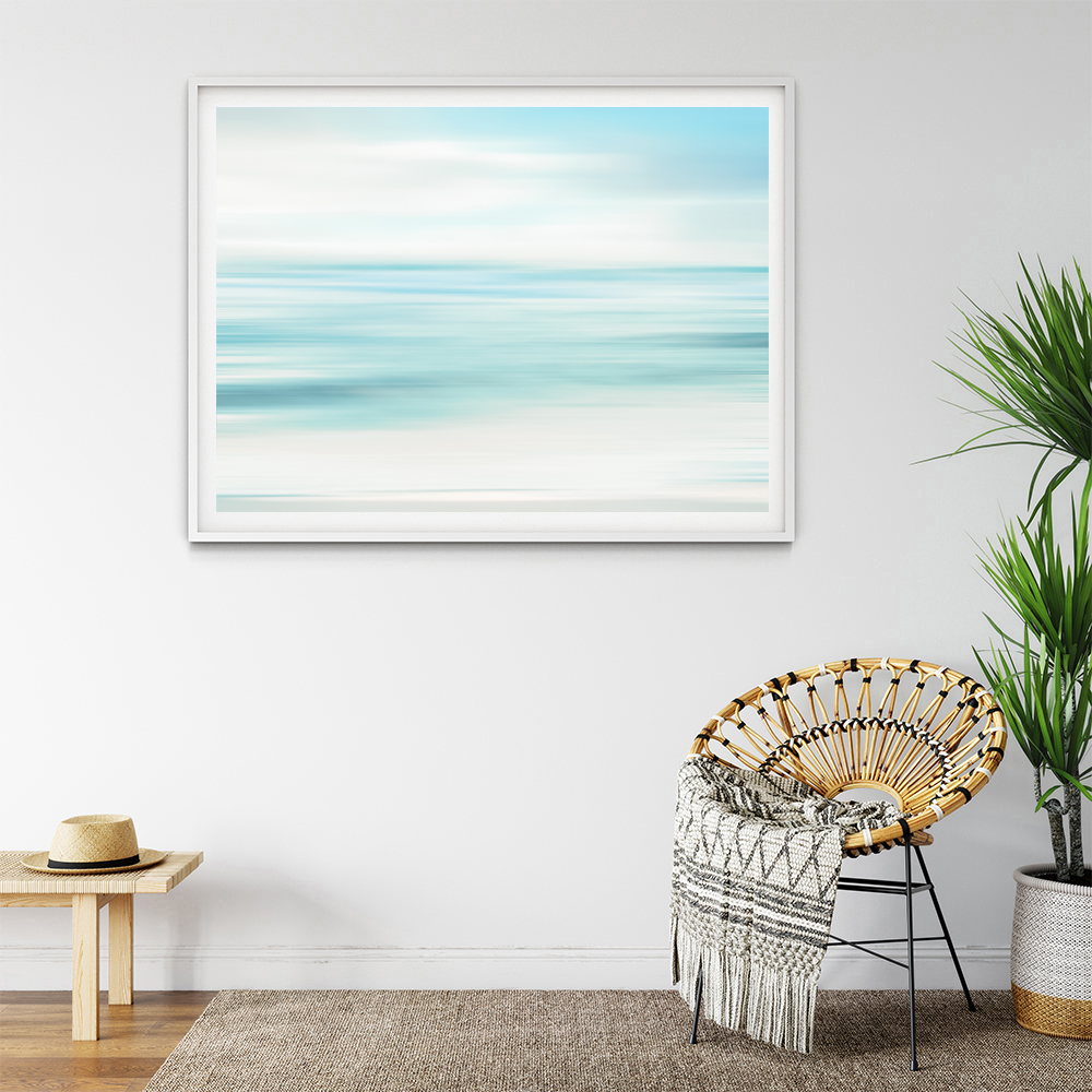 Abstract sea view, Coastal Horizontal Print, beach house decor, soft ...