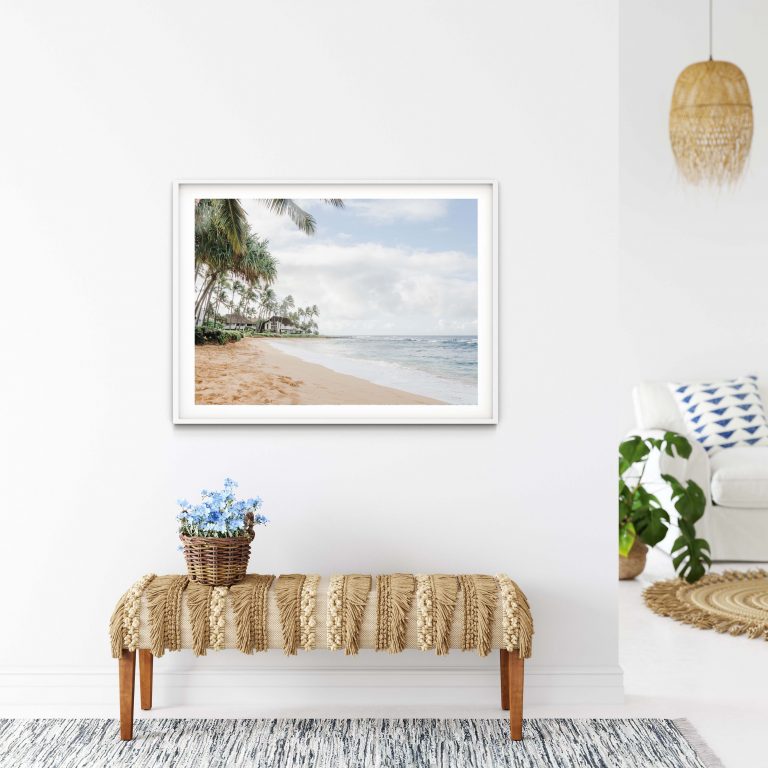 Palms on the Hawaiian beach, Coastal Horizontal Print, beach house ...