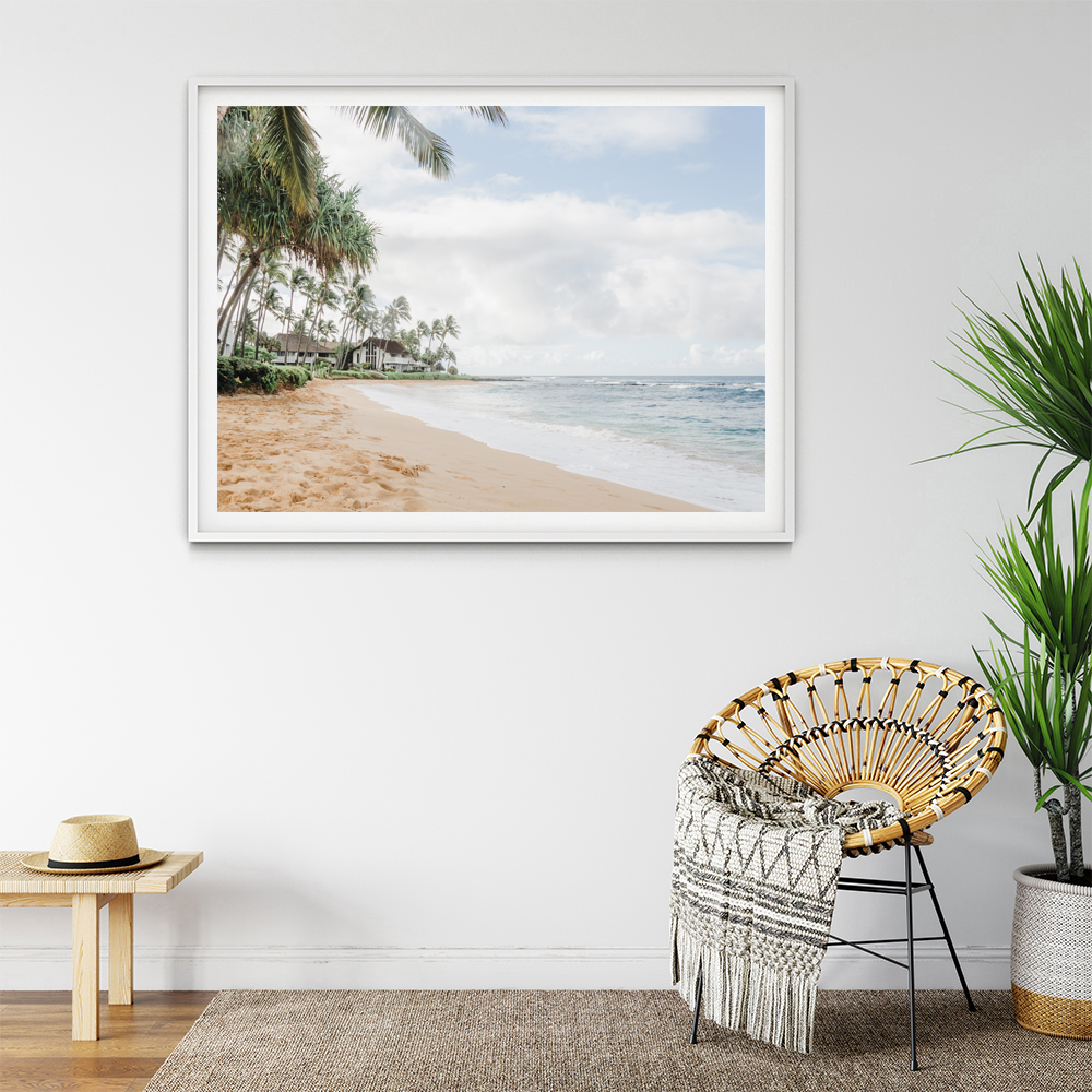 Palms on the Hawaiian beach, Coastal Horizontal Print, beach house ...