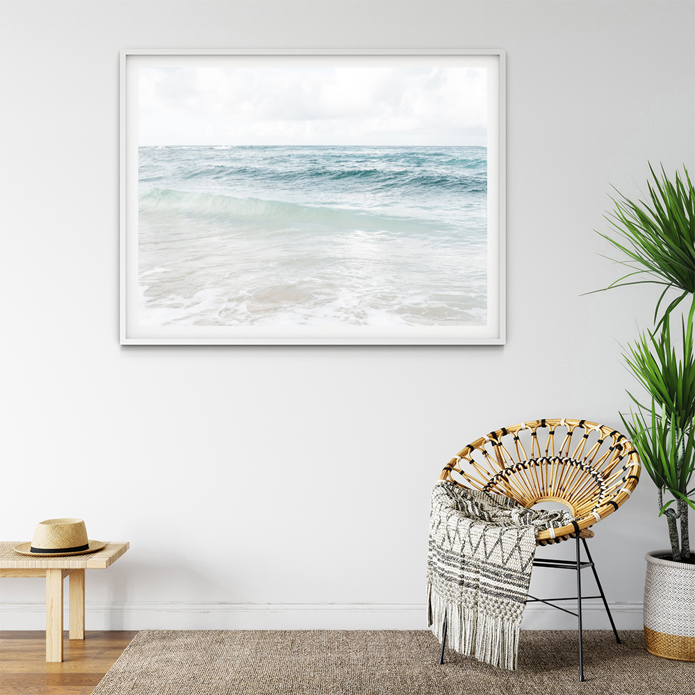 Hawaiian Ocean, Coastal Horizontal Print, beach house decor, soft and ...