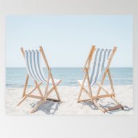 Two beach chairs on the beach art print, Coastal Horizontal Print, beach house decor, soft and serene style