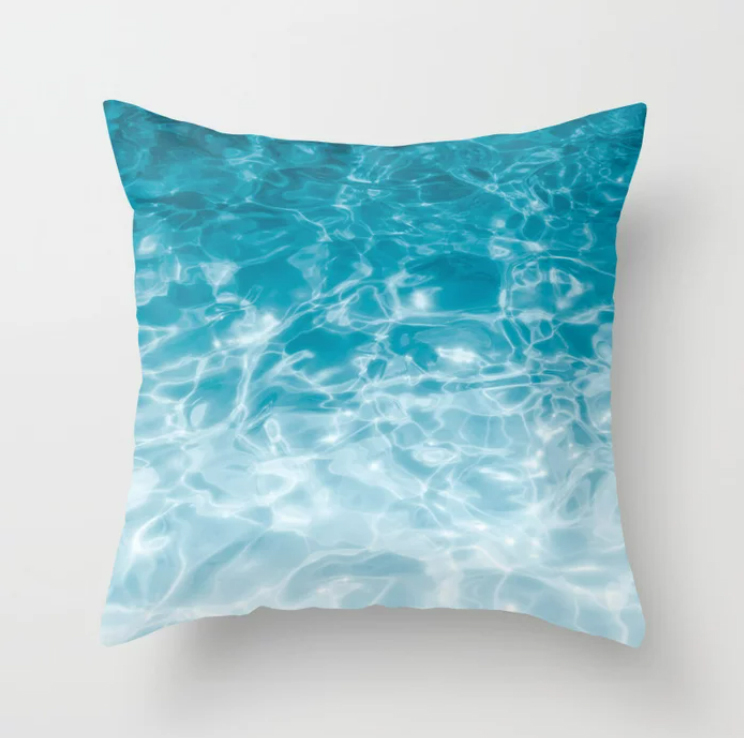 Blue Throw Pillows, Turquoise Gray White and Teal Coastal Beach