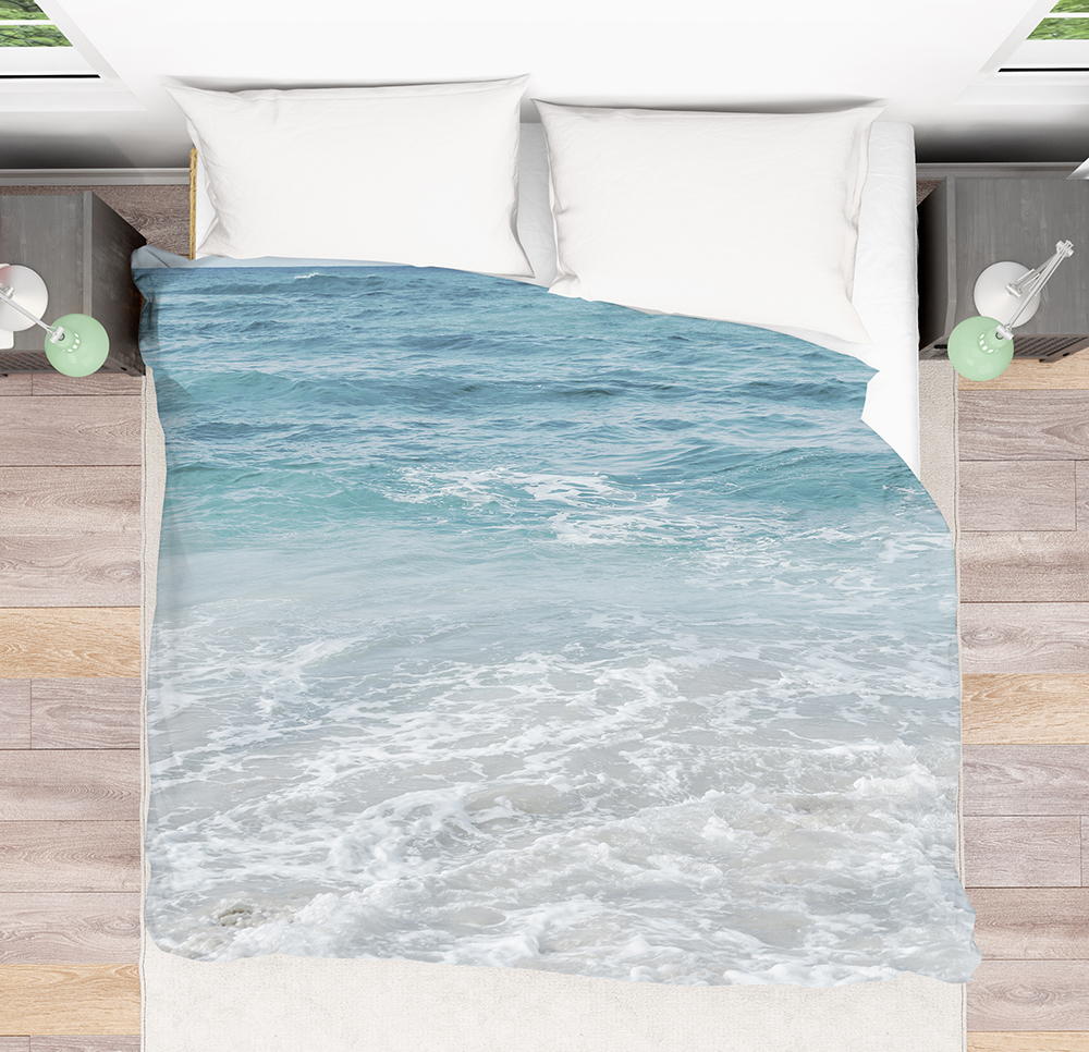 Light Blue Grey Ocean Duvet Cover, Beach Themed Duvet Covers Nz