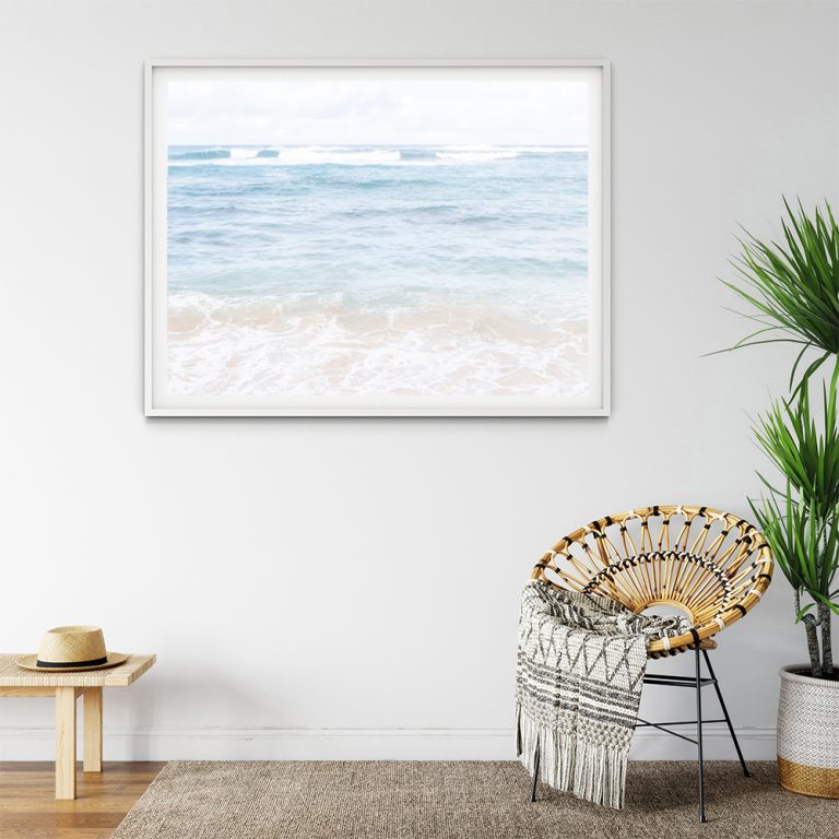 Blue Ocean view, Coastal Horizontal Print, beach house decor, soft and ...