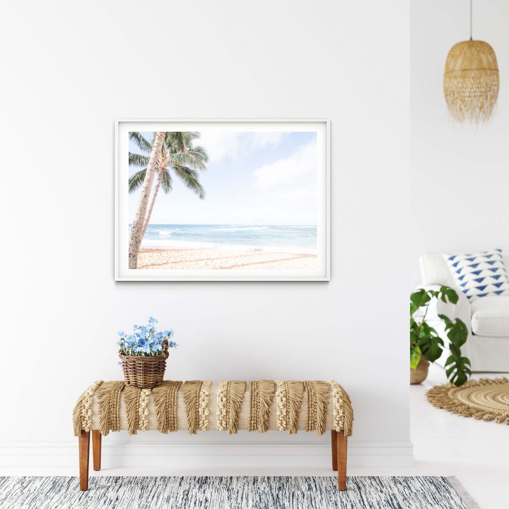 Palm on the beach, Coastal Horizontal Print, beach house decor, soft ...