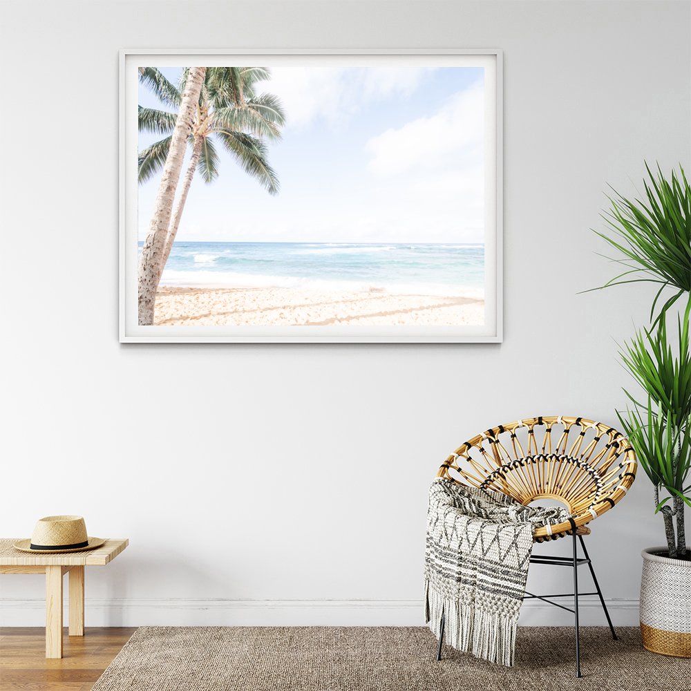 Palm on the beach, Coastal Horizontal Print, beach house decor, soft ...