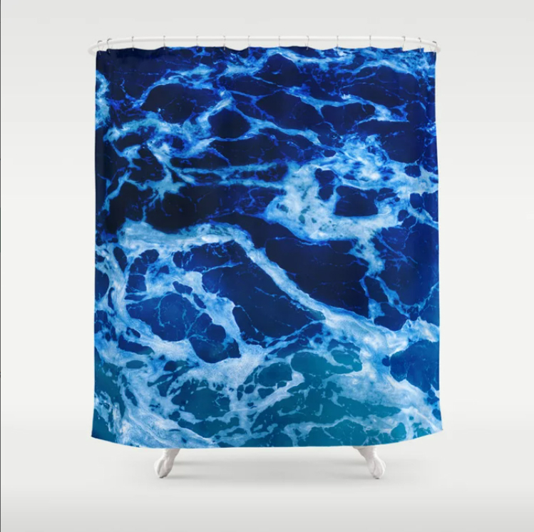 Dark blue deep marble ocean Shower Curtain, ocean bathroom decor ...