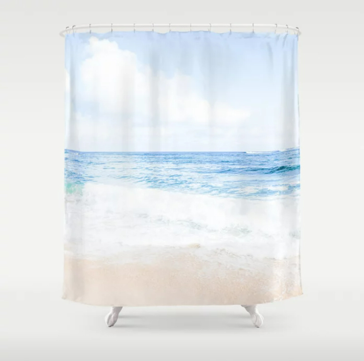 Ultra Light Beach View Shower Curtain, 34 Inch Shower Curtain