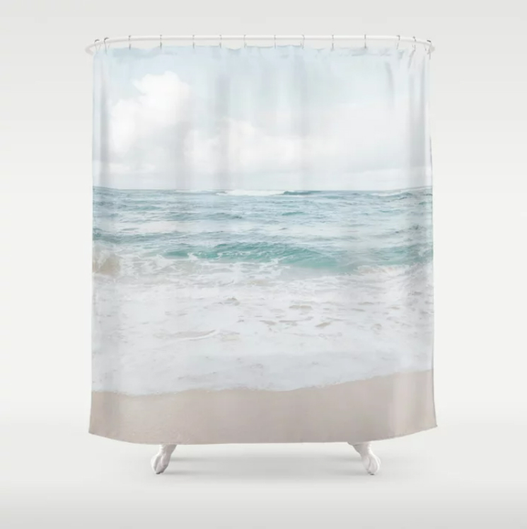 Coastal Shower Curtain 7 Ocean, Coastal Beach Fabric Shower Curtain