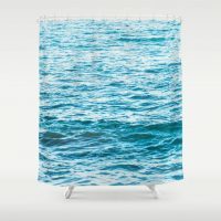 Blue sea view Shower Curtain, ocean bathroom decor, tropical, coastal, 71x74 inches