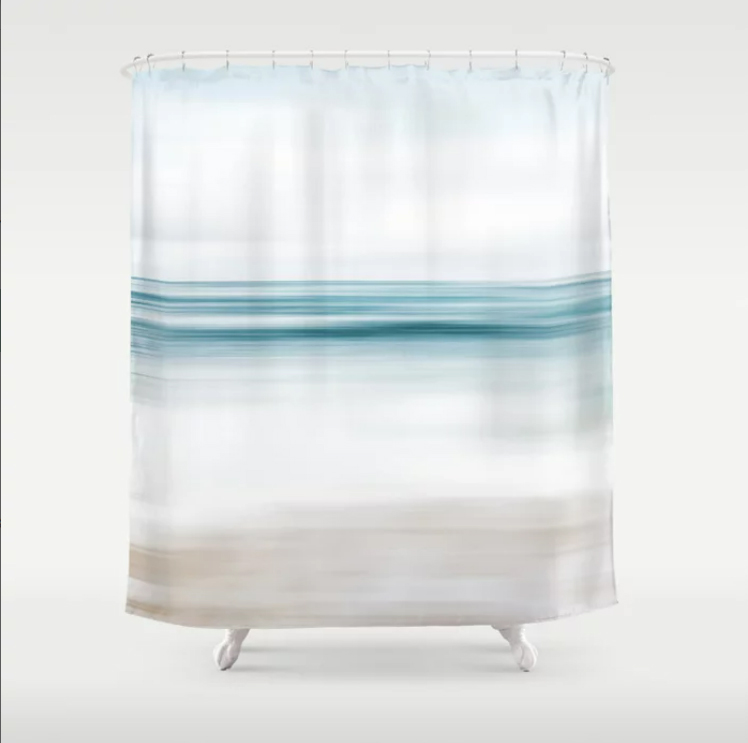 Abstract Coastal Shower Curtain 2, Fabric Coastal Shower Curtains
