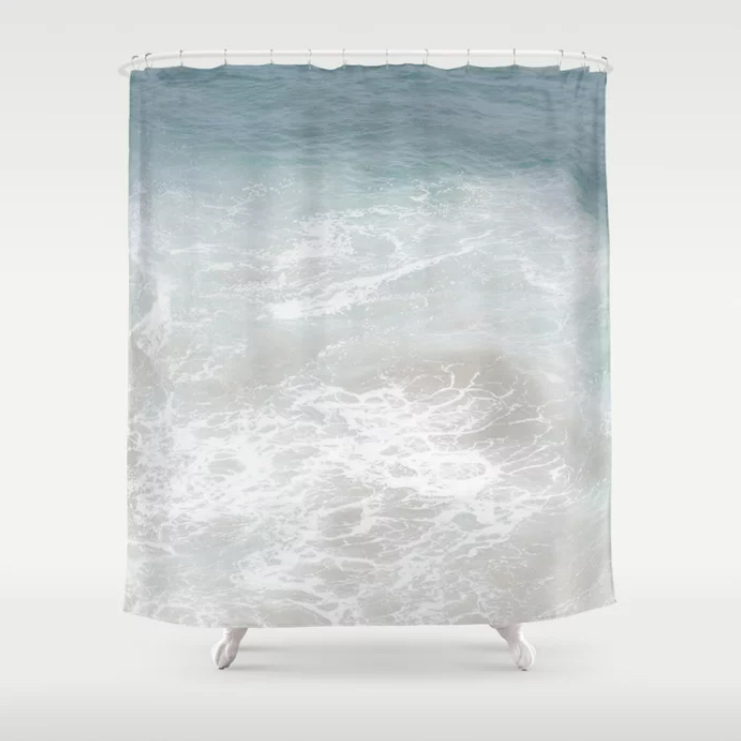 Coastal Shower Curtain 40 Ocean, 102 Inch Long Shower Curtain