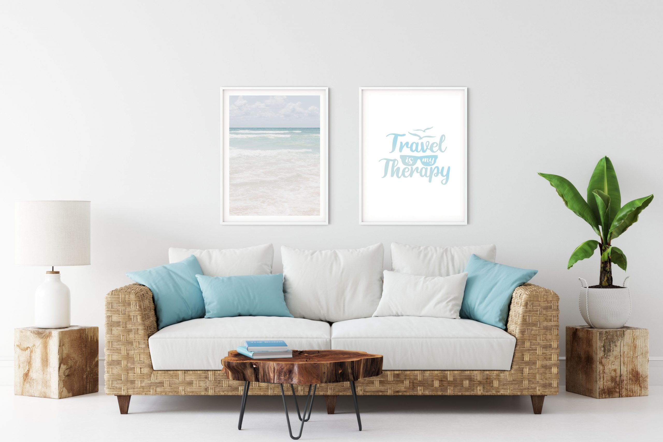 Travel is my therapy, Coastal Vertical Print, beach house decor, soft and  serene style Modern and Beach Home Decor and Jewelry