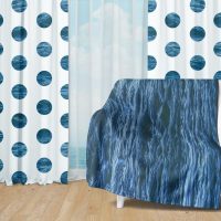 Deep Blue Ocean Set 38 - Fleece Blanket and Window Curtains set