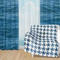 Deep Blue Ocean Set 3 - Fleece Blanket and Window Curtains set