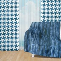Deep Blue Ocean Set 48 - Fleece Blanket and Window Curtains set