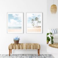 Set of 2 Hawaiian beach prints, Coastal Vertical Prints, beach house decor, soft and serene style