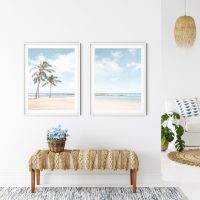 Set of 2 Hawaiian beach prints-2, Coastal Vertical Prints, beach house decor, soft and serene style