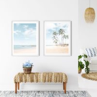 Set of 2 Hawaiian beach prints-3, Coastal Vertical Prints, beach house decor, soft and serene style