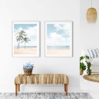 Set of 2 Hawaiian beach prints-4, Coastal Vertical Prints, beach house decor, surf decor