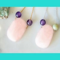 Rose quartz necklace/natural stone necklace
