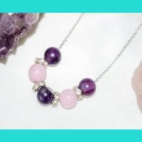 Amethyst and rose quartz necklace/natural stone necklace
