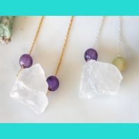 Clear/white quartz necklace/natural stone necklace