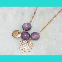 Golden Lotus necklace/natural stone necklace