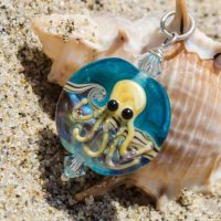 Ocean lampwork octopus necklaces with Swarovski crystals