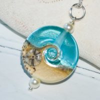 Turquoise ocean lampwork necklaces with Swarovski pearls