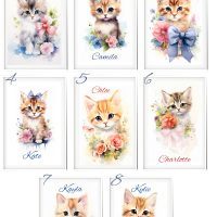 PERSONALIZED CUTE KITTENS PRINTS SET/kids room prints, nursery prints