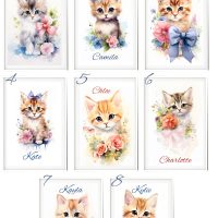 PERSONALIZED CUTE KITTENS PRINTS SET/kids room prints, nursery prints