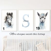 BLUE FARM ANIMALS COLLECTION - SET OF 1,2 OR 3 PRINTS