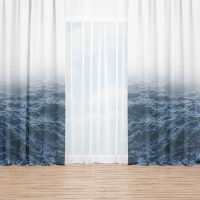 White and Ocean window curtain 1 - dark blue