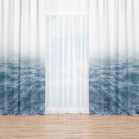 White and Ocean window curtain 4 - light blue